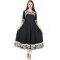 thumbnail image 4 of Bimba Women Black Long Flaired Anarkali Kurti Rayon Kurta Indian Ethnic Formal Blouse, 4 of 6