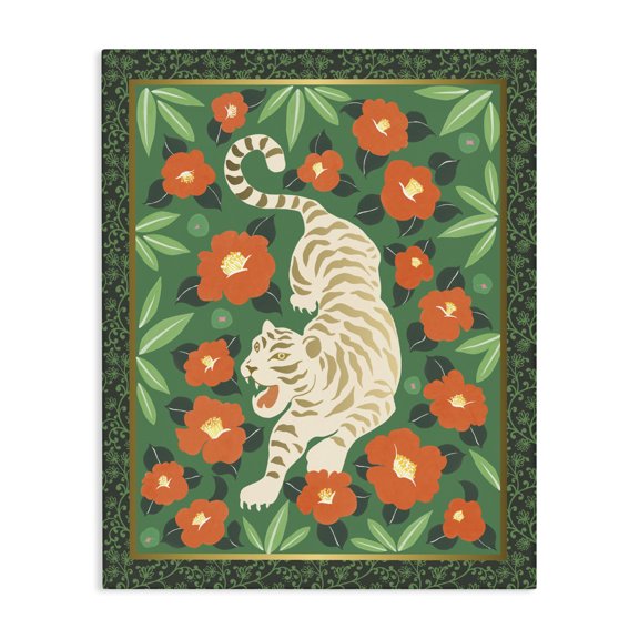 Stupell Industries Eclectic Eclectic Tiger & Hibiscus Canvas Art, 16 x 20, by Karolina Sato