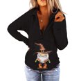 thumbnail image 2 of Moda mujer Casual cuello vuelto manga larga suelta camiseta otoño blusa pulóver Tops Pompotops  FGAJ21578, 2 of 8