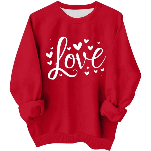 Sudadera sin capucha para niñas, cuello redondo, sudadera extragrande, estampado de San Valentín, manga larga, para niñas de 1 a 15 años