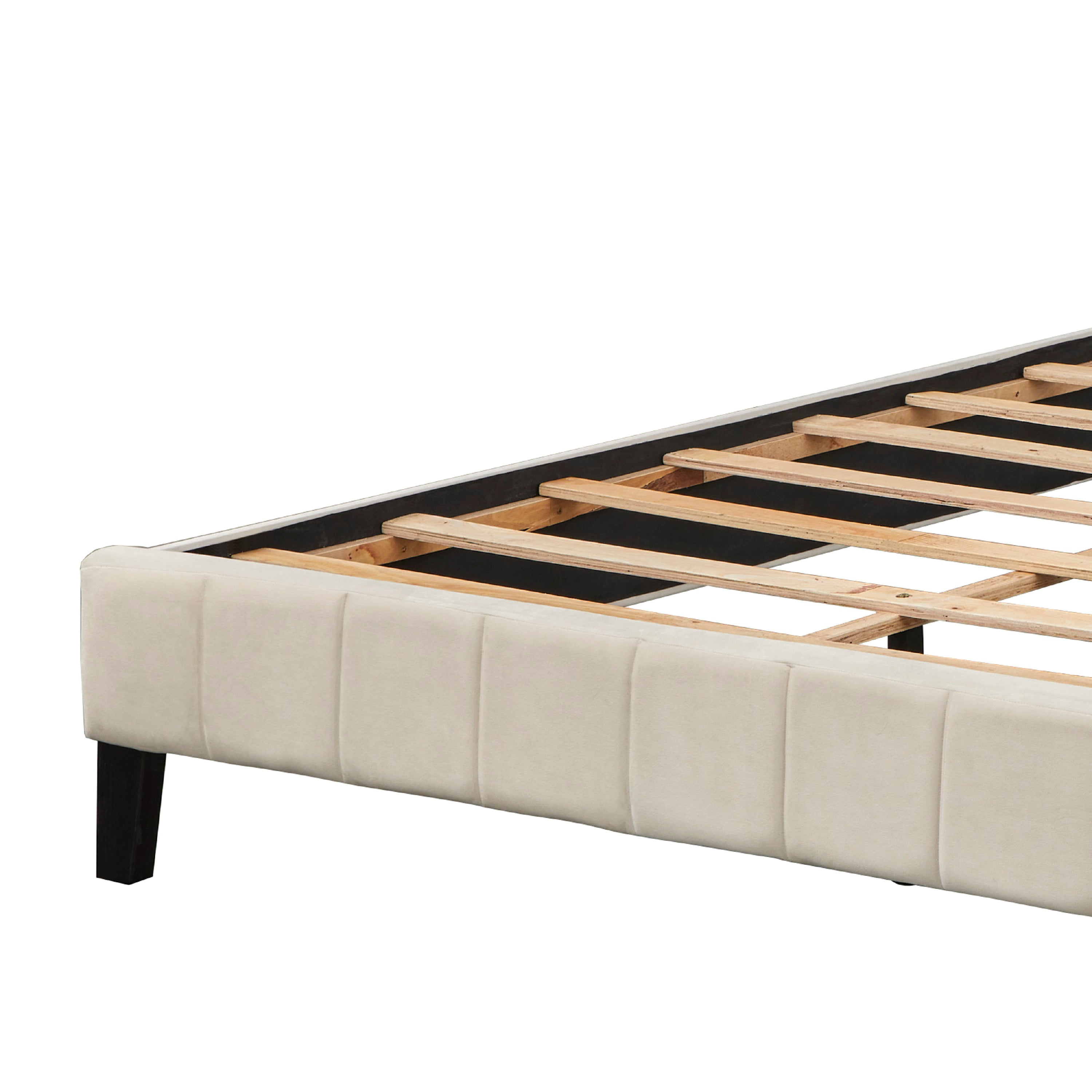 TMS Deco Modern King Velvet Panel Bed, Cream