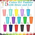 thumbnail image 3 of 15 Pack Tumbler with Straw and Lid Bulk Water Bottle Iced Coffee Travel Mug Cup Reusable Plastic Cups for Parties Birthdays 24-27 oz (Vivid Color), 3 of 31