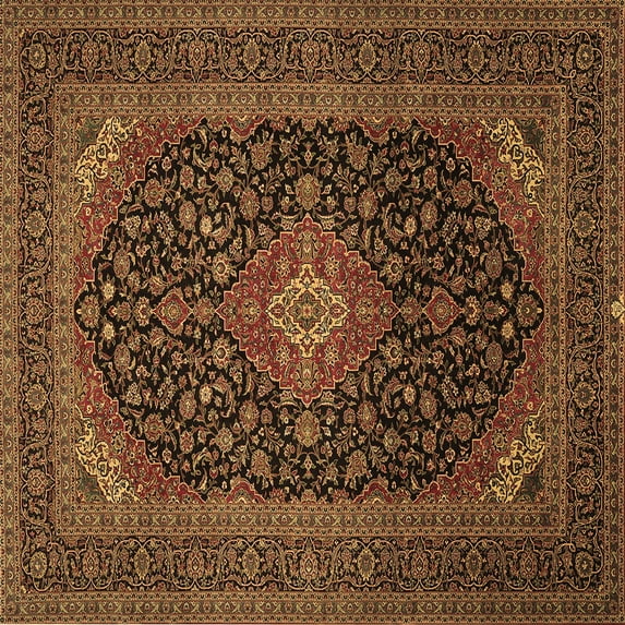 Ahgly Company Indoor Square Medallion Brown Traditional Area Rugs, 5' Square