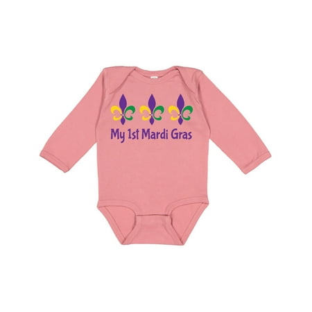 

Inktastic My 1st Mardi Gras Fleur De Lis Gift Baby Boy or Baby Girl Long Sleeve Bodysuit
