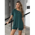 thumbnail image 2 of Ekouaer Women's 2 Piece Lounge Set 2025 Summer Biker Shorts Set Outfits Short Sleeve Oversized Top Matching Tracksuit, 2 of 6