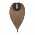thumbnail image 3 of MY-LADY Clip in Hair Topper 100% Remy Human Extensions Women Toupee Silk Base Hairpiece with Bangs for Loss Hair #06 Light Brown 18", 3 of 10
