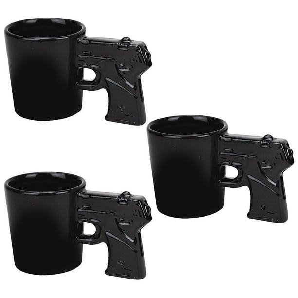 (Set of 3) Gun Shot Glasses 1.5 oz. Pistol Shaped Ceramic Shooters