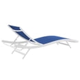 thumbnail image 2 of Lounge Chair Chaise, Set of 2, Aluminum, Metal, Steel, White Blue Navy, Modern Contemporary Urban Design, Outdoor Patio Balcony Cafe Bistro Garden Furniture Hotel Hospitality, 2 of 5