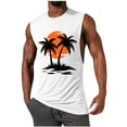 thumbnail image 2 of VBTAPA Prime Today Clearance! Mens Graphic Tank Tops Palm Tree Sunset Print Sleeveless Cut Off Shirts Cotton Casual Workout Muscle Tees White XL, 2 of 6