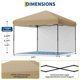 thumbnail image 3 of Carpa Plegable 3x3m para Exteriores - Montaje Fácil con 1 Pared Lateral, Techo Oxford Plateado Impermeable y Protección UV - Ideal para Jardín, Playa, Picnic y Eventos - Color Caqui, 3 of 10