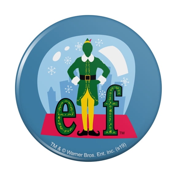 Elf Snow Globed Pinback Button Pin