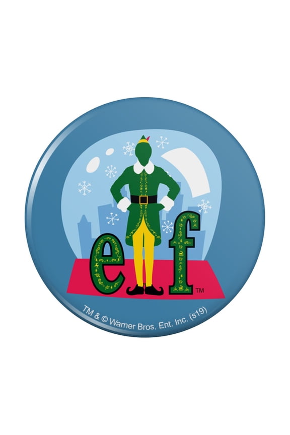 Elf Snow Globed Pinback Button Pin
