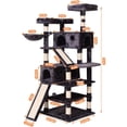 thumbnail image 2 of Cat Tree Cat Tower 70.1 in, Multi Level Cat Scratching Post with Condos, Ladders, Basket, Hammock & Plush Perches for Kittens, Large Cats, Smoky Gray, 2 of 8