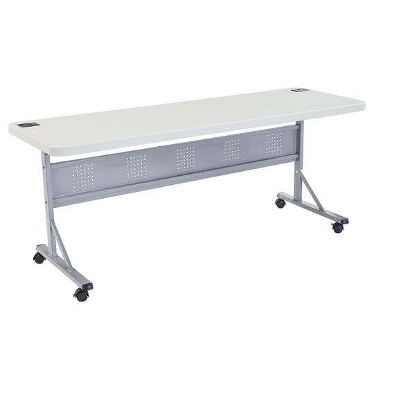 NPS BPFT Series 24x72" Plastic Flip-N-Store Training Table in Speckled Gray