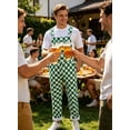thumbnail image 6 of Overalls for Men Checkered Jumpsuits Stretchy Rompers Work Bibs Coveralls(Green Checkered,2XL), 6 of 14