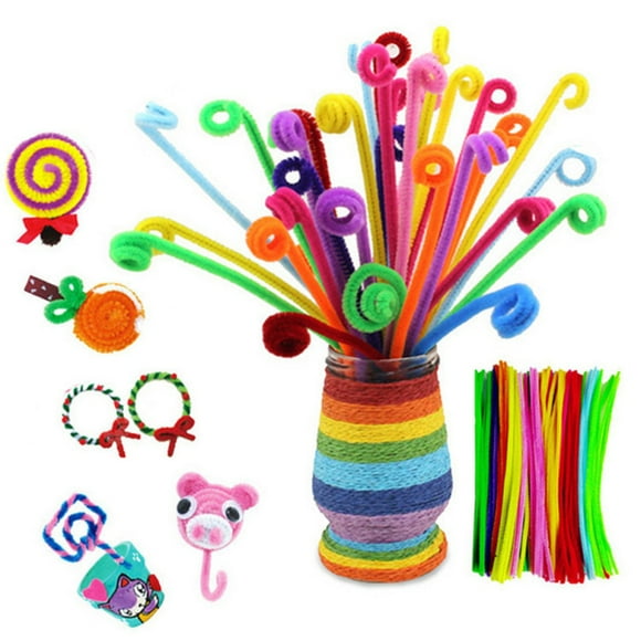 Flmtop 100Pcs Colorful Chenille Stems Pipe Cleaners DIY Art Crafts Development Kids Toy