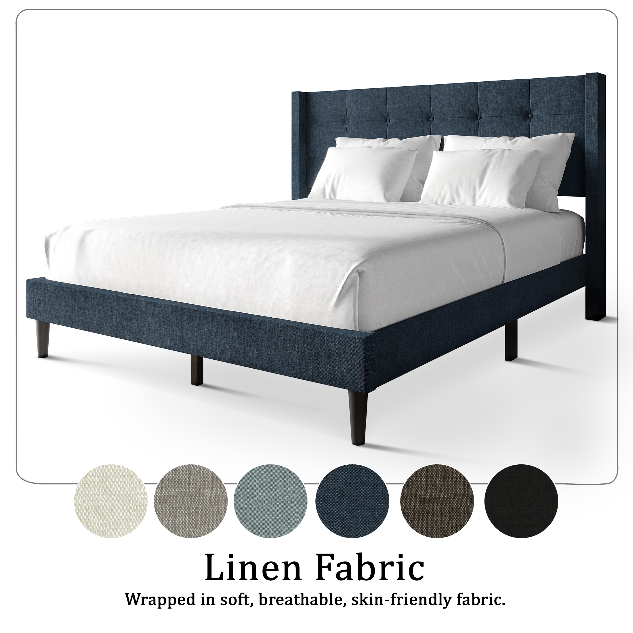Castle Place Elegance Wingback Full Platform Bed, Black