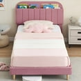 thumbnail image 3 of IDEALHOUSE Twin Bed Frames with Shelves for Books, Upholstered Platform Bed Frame Twin with Bookcase Headboard for Kids Boys Girls Teens, 650lbs Capacity, No Box Spring Needed, Noise Free, Pink, 3 of 8