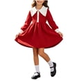 thumbnail image 3 of Busydd Girls Knit Long Sleeve Dress 1-8 Years Fashion Comfy Solid Color A Line Fall Dress Casual Cute Knee Length Girls Sweater Dresses 5-6 Years, 3 of 10