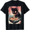 thumbnail image 1 of Ramen Noodles Cat Japan Y2K Kawaii Retro Cats Manga Anime Camiseta, 1 of 2