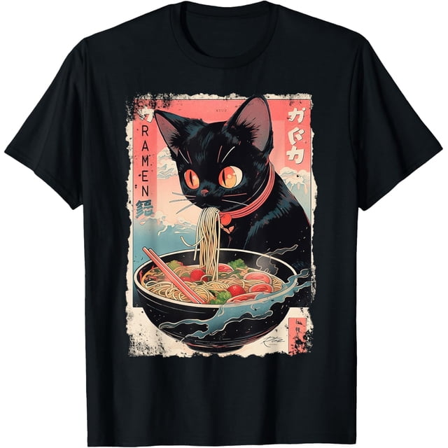 Ramen Noodles Cat Japan Y2K Kawaii Retro Cats Manga Anime Camiseta