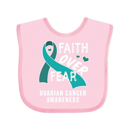 

Inktastic Ovarian Cancer Awareness Faith Over Fear with Teal Ribbon Gift Baby Boy or Baby Girl Bib