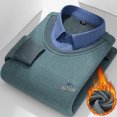 thumbnail image 1 of Camisa informal de dos piezas de lana gruesa y polar de invierno para hombre, camisa básica de punto, ropa de hombre de talla grande, 1 of 6
