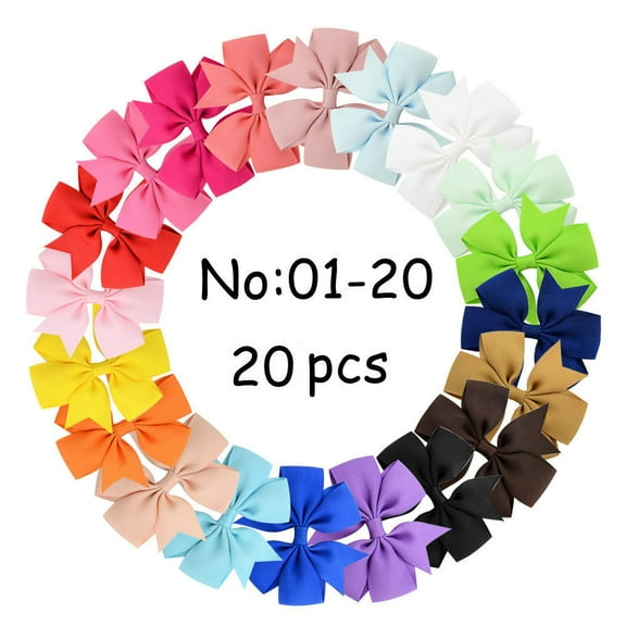 2" Hair Bows for Baby Girls Bows Hair Clip for Toddler with Grosgrain Ribbon Pinwheel 20pcs