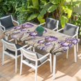 thumbnail image 2 of Purple Iris Table Cloths for 5 Foot Rectangle Tables, Spring Vintage Flowers Butterfly Leaves Khaki Patio Waterproof Elastic Fitted Tablecloths, Washable Rectangular Table Cover for Camping, 2 of 8