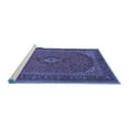 thumbnail image 2 of Ahgly Company Machine Washable Indoor Round Medallion Blue Traditional Area Rugs, 3' Round, 2 of 4