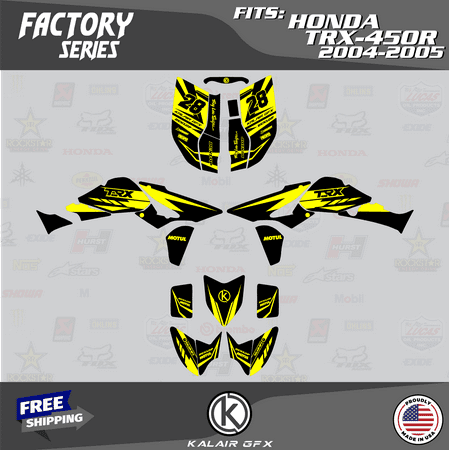 Kalair GFX Graphics Kit for Honda TRX450R (2004-2005) Factory Series Kalair GFX Graphics Kit for Honda TRX450R (2004-2005) Factory Series