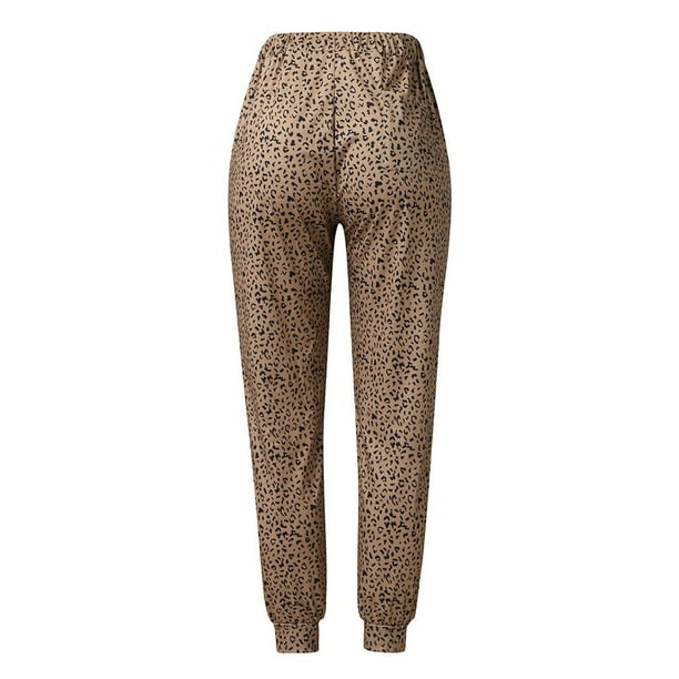 Brown Leopard Print Casual Trousers