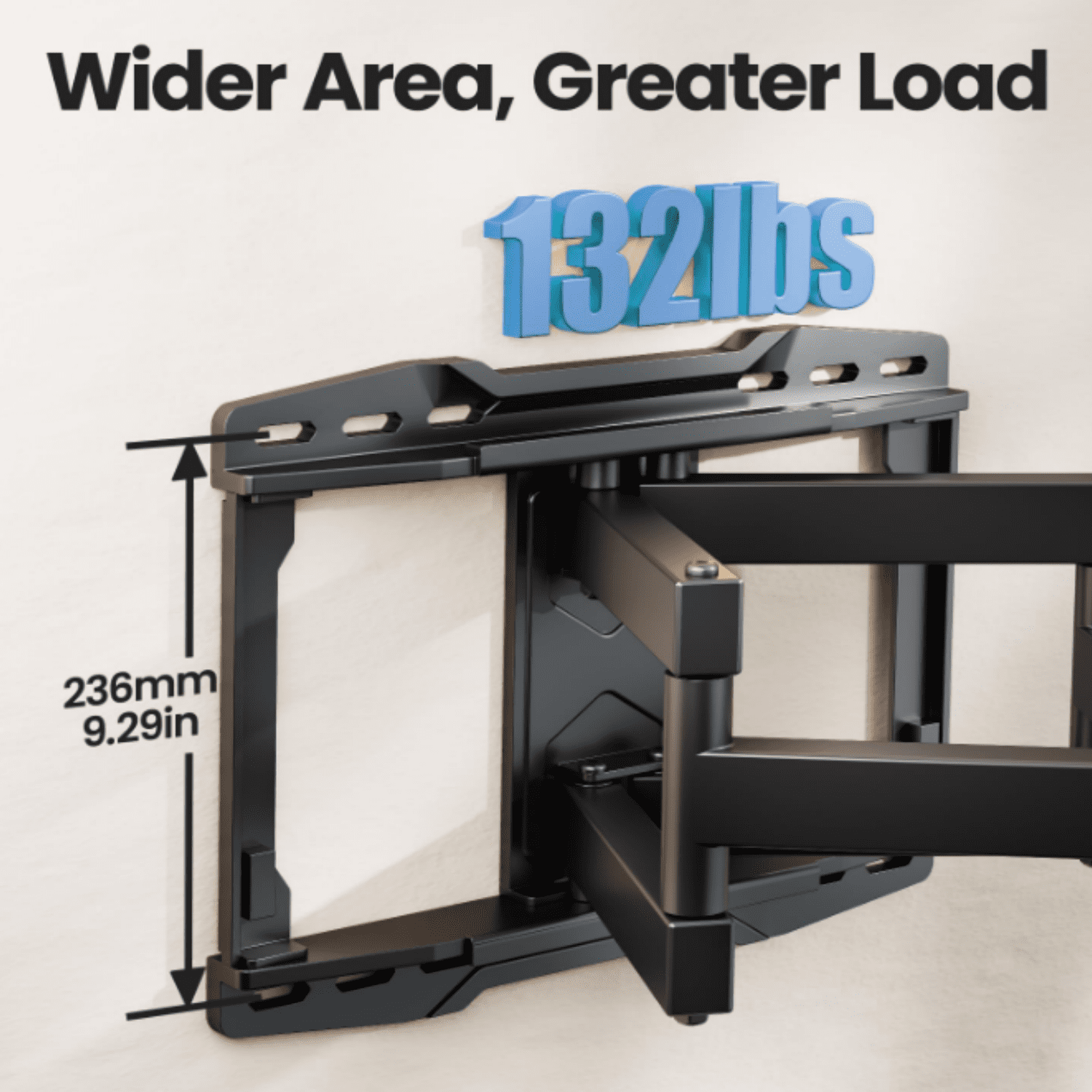 Listed Full Motion TV Wall Mount Bracket for Most 37-86 inch TVs, Swivel Tilt Extension Level TV Mount, Max VESA 600x400mm, Holds up to 132lbs & 16" Wood Studs with Hole Drilling Template