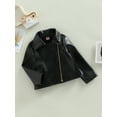 thumbnail image 3 of Bagilaanoe Toddler Baby Boy Girl PU Leather Jacket Long Sleeve Zipper Coat 12M 18M 24M 3T 4T 5T Kids Fall Casual Outwear, 3 of 8