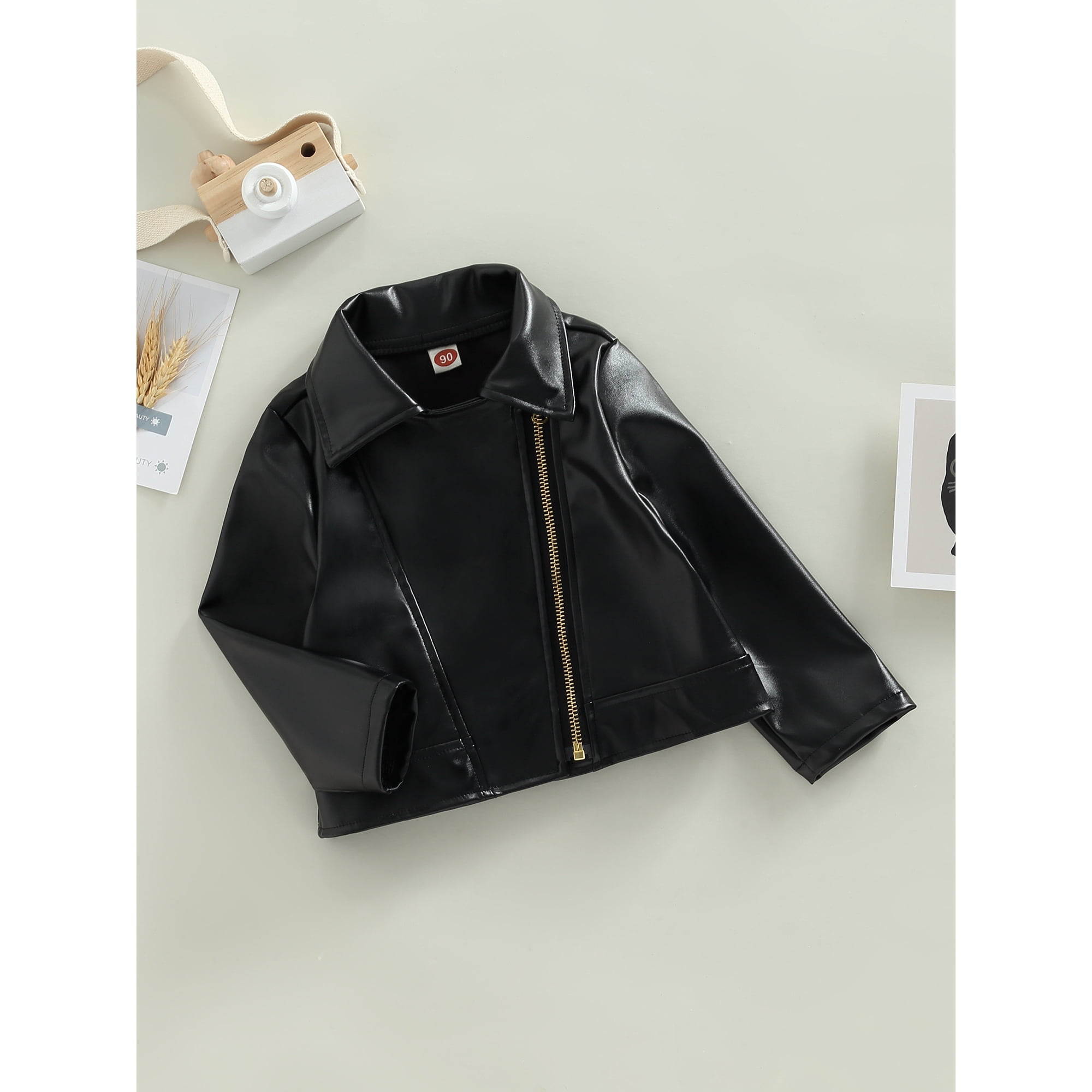 Girls black leather jacket sale