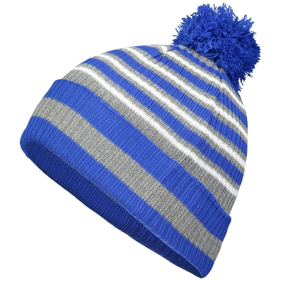 Holloway Sportswear OS Spirit Pom Beanie Royal/Heather Grey/White 223815
