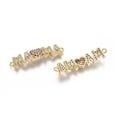 thumbnail image 2 of 5pc Brass Micro Pave Cubic Zirconia Links connectors Word MAMA and Heart for Mother's Day Colorful Golden 7.5x30.5x4.5mm Hole: 1.4mm, 2 of 2
