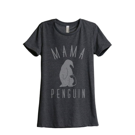 Thread Tank Mama Penguin Women's Relaxed Crewneck T-Shirt Tee Charcoal Medium