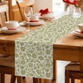 thumbnail image 5 of Green Floral Table Runner - 36 Inch Long Vintage Rustic Botanical Spring Cotton and Linen Blended Dress Scarves Farmhouse Table Runner for Kitchen Dining, Coffee Table, 13" x 36", 5 of 8