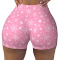 thumbnail image 2 of Susaid Snowflake pink backgrounds Print Intensify Workout Shorts for Women Seamless Scrunch Short Gym Yoga Running Sport Active Exercise Fitness Shorts-Medium, 2 of 8