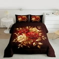 thumbnail image 3 of Feelyou Red Gold Rose Bedding Comforter Set, Romantic Fashion Floral Twin Comforter Sets, Romantic Anniversary Theme Reversible Bedding Set, Super Cozy Room Decor, 2 Pieces, 3 of 9