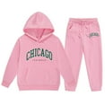 thumbnail image 4 of XUELUO Toddler Girls Outfits Sets Chicago Letter Print Hoodies + Jogger Pants Tracksuits Loose Children Girls 2 Piece Outfits, 4 of 4