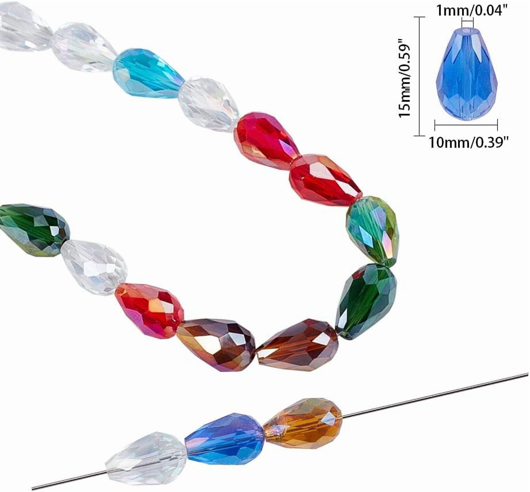 10strands 10 Strands Faceted Drop Glass Beads Strands Mixed Color 15x10mm Hole: 1mm; About 28pcs/Strand 16"