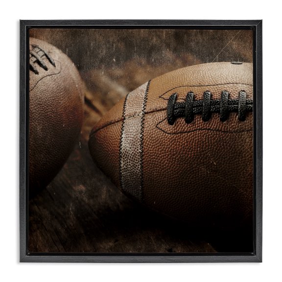 Stupell Industries Traditional Be The Ball Football Black Floating Frame Canvas Art, 18 x 18, by Kim Allen