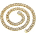 thumbnail image 3 of ESTILO Cadena de eslabones cubanos para hombre Collar cubano de Miami Cadena de acero inoxidable con corte de diamante y plata de oro de 18 quilates para hombres Joyería de hip hop helada de 13 mm y 1, 3 of 5