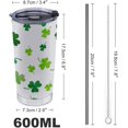 thumbnail image 2 of 20oz St.patrick's Day Clover with Shamrock Stainless Steel Tumbler with Lid and Straw, Insulated Coffee Tumbler Cup Travel Mug for Mom Dad Gift Valentines Day Gifts, 2 of 6
