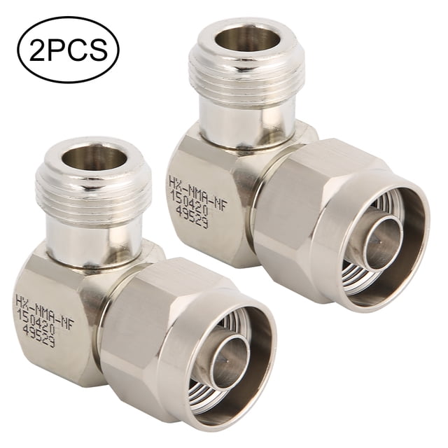 2 piezas de 50 ohmios N macho a N hembra Adaptador convertidor de ángulo recto Conector N