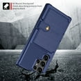 thumbnail image 5 of Cowithday Galaxy S24 Ultra 5G Wallet Case, RFID Blocking Card Holder Slot Kickstand Magnetic Button Women Men Heavy Duty Shockproof Rugged Back Case Cover for Samsung Galaxy S24 Ultra 5G 2024,Darkblue, 5 of 7