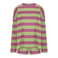 thumbnail image 4 of 2 Picec of Outfit Sets for Womens Fashion Plus Size Summer and Autumn Striped Knitted Long Sleeved Round Neck Top Pants Set, 4 of 6