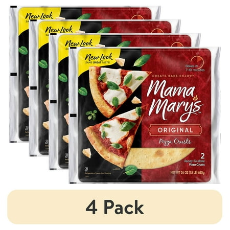 (4 pack) Mama Mary's Original Whole Pizza Crust, Shelf-Stable, 12 Inch, 2 Count
